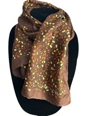 GIVENCHY Brown Floral Silk Scarf